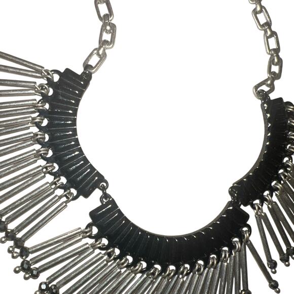 Vtg Stella & Dot Twilight Fringe Necklace old money feminine green Workwear Boho - Picture 8 of 14